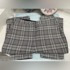 Zara Women's Navy, White, Gray & Orange Plaid Pants